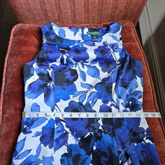 Lauren Ralph Lauren Blue Floral Sleeveless Cotton Sheath Dress Sz. 4 - Picture 7 of 10